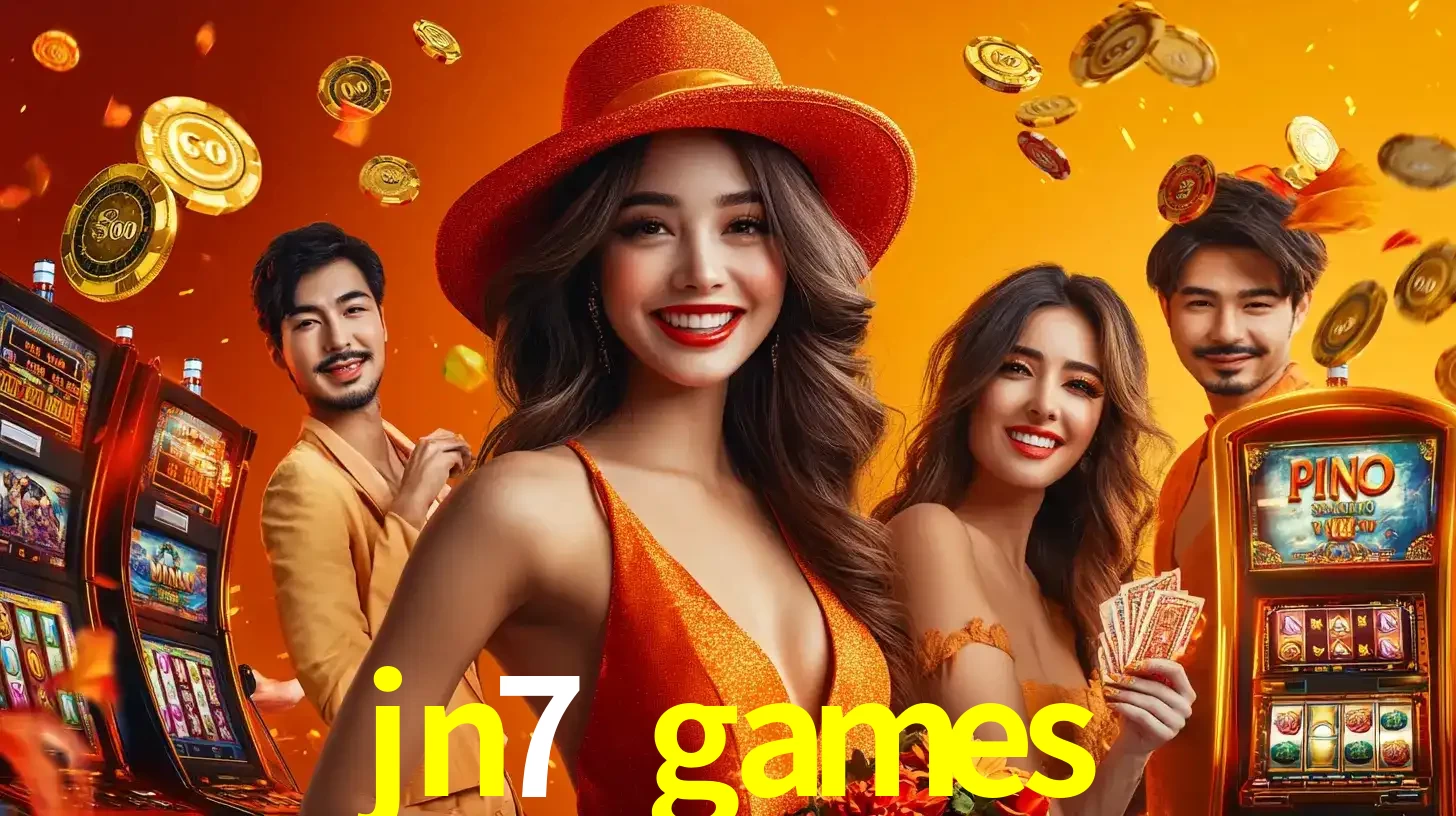 Grupo de amigos asiáticos sorrindo e se divertindo com máquinas de caça-níqueis em um ambiente festivo, celebrando suas vitórias nos jogos de cassino do jn7 games.