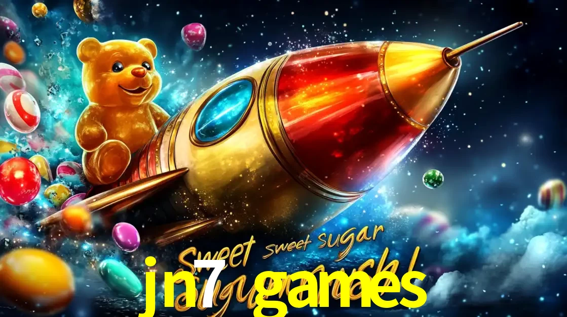 Arte promocional do jogo de slot Sugar Rush, com um urso de pelúcia em um foguete viajando pelo espaço de doces, um dos jogos divertidos disponíveis no cassino jn7 games.